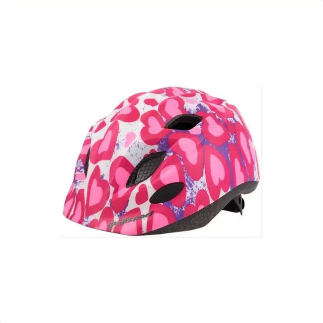 Polisport Kinderhelm - Glitterhartjes - Roze - Maat S (52/56 cm) - Veilig & Comfortabel