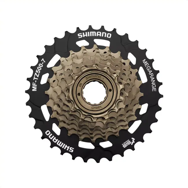 Shimano 7-speed schroefvrijloop - MEGA RANGE 14-34T - Zwart/Goud