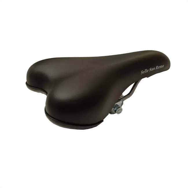 San Remo Zwart ATB/MTB zadel - Comfortabel ontwerp - HR foam - Vinyl bekleding - 250x155 mm