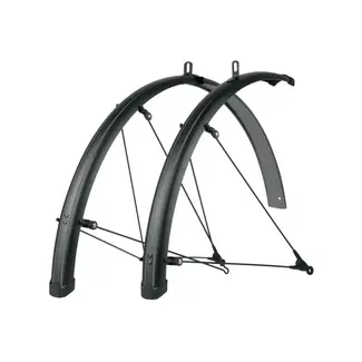 SKS Spatbordenset - Krijtstreepdesign - Brede en lange bescherming - Mat zwart - Geschikt voor 27,5" tot 29" wielen