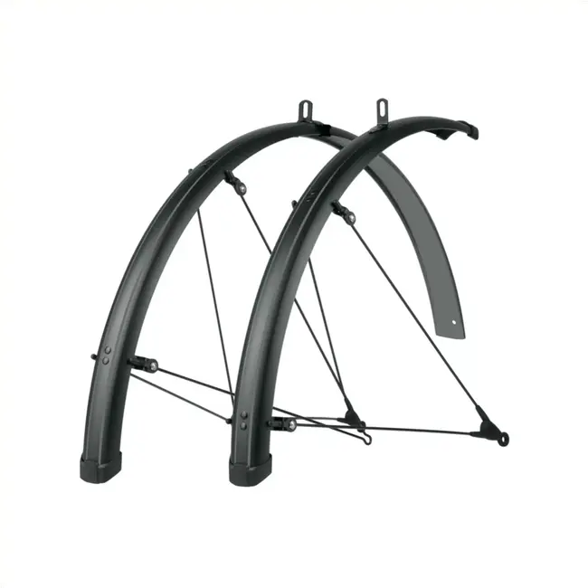 SKS Spatbordenset - Krijtstreepdesign - Brede en lange bescherming - Mat zwart - Geschikt voor 27,5" tot 29" wielen