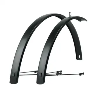 SKS Aluminium spatbordenset - matzwart - 46 mm breed - voor stads- en trekkingfietsen - met veiligheidssysteem