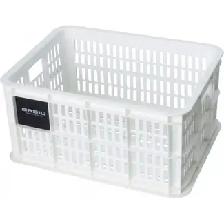 Basil Fietskrat S - Gerecycled Kunststof - Multifunctionele Bodem - 17,5L - Wit
