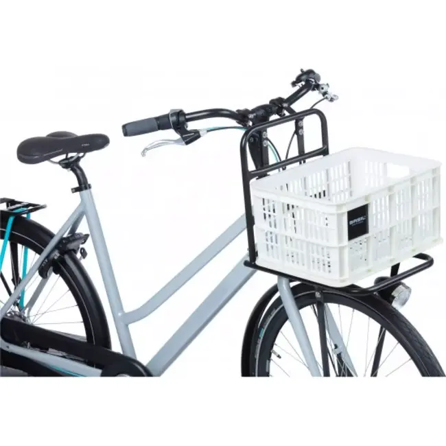 Basil Fietskrat S - Gerecycled Kunststof - Multifunctionele Bodem - 17,5L - Wit