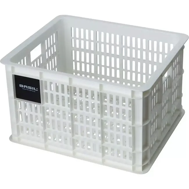 Basil Fietskrat M - Duurzaam Kunststof - 29,5L - Wit - Geschikt voor Diverse Dragers