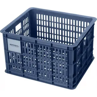 Basil Fietskrat medium - gerecycled kunststof - 29,5L - blauw - compatibel met MIK en Racktime