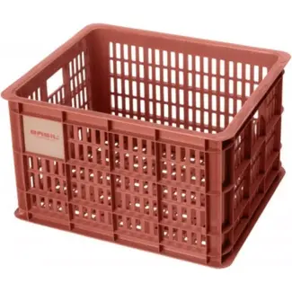 Basil Fietskrat M - Gerecycled Kunststof - Terra Rood - 29,5L - Compatibel met MIK en Racktime
