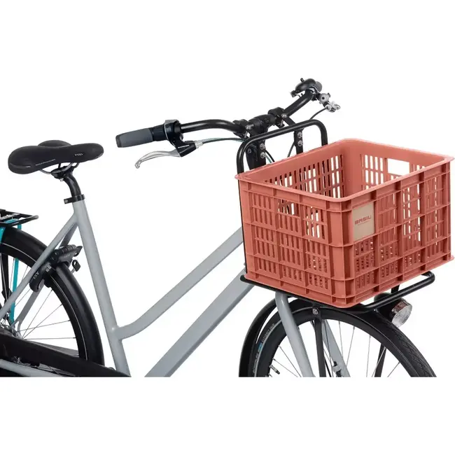 Basil Fietskrat M - Gerecycled Kunststof - Terra Rood - 29,5L - Compatibel met MIK en Racktime