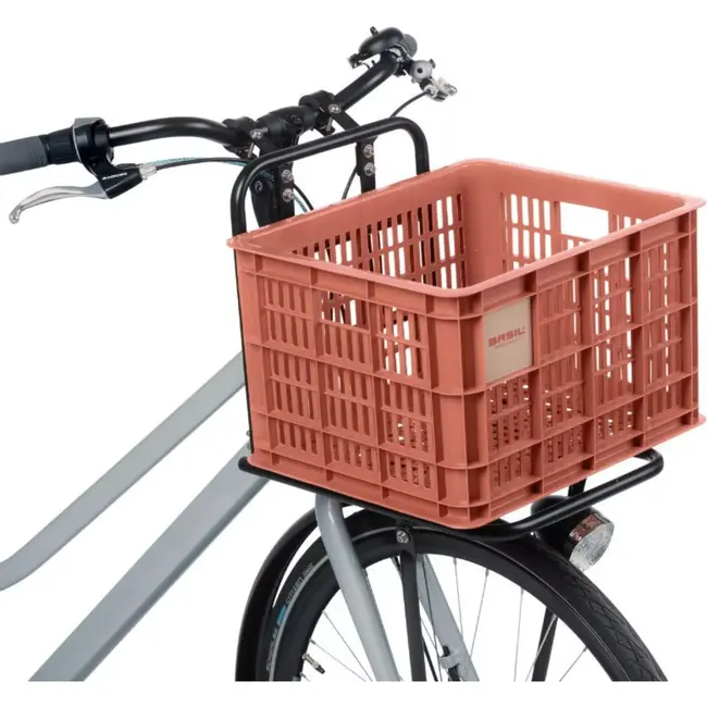 Basil Fietskrat M - Gerecycled Kunststof - Terra Rood - 29,5L - Compatibel met MIK en Racktime