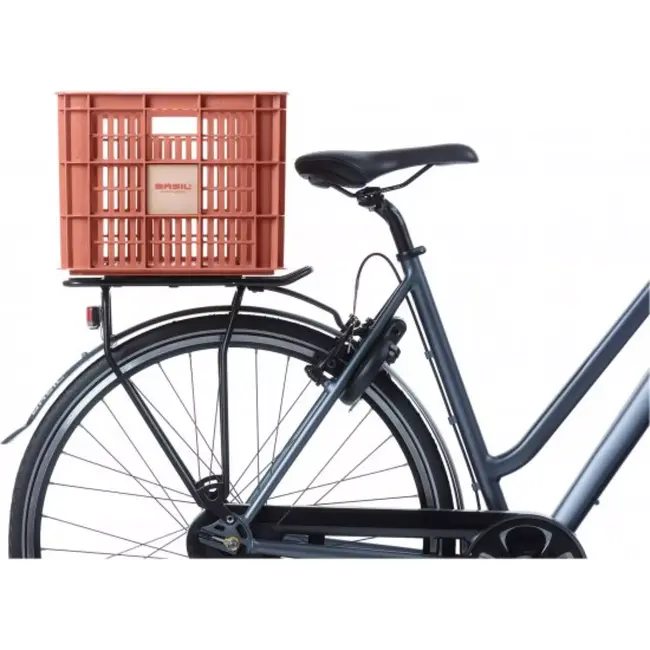 Basil Fietskrat L - 40L - Gerecycled Kunststof - Terra Rood - 49x39x26 cm