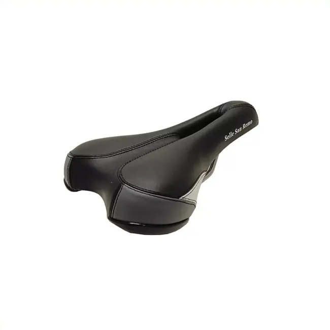 San Remo ATB/MTB zadel - Ergo-gat ontwerp - 3-kleuren vinyl - Unisex - Zwart
