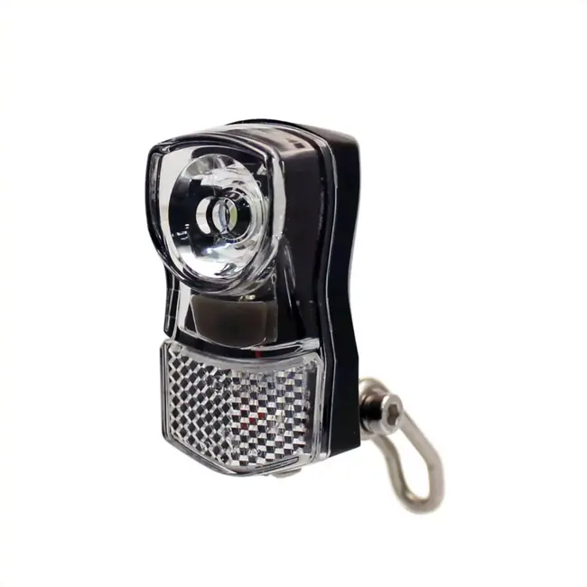 Union Compacte LED fietskoplamp - helder wit licht - inclusief batterijen - smoke/zwart - met roestvrijstalen bevestiging