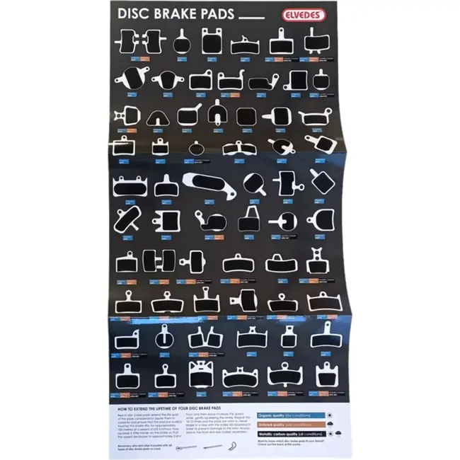 Elvedes Poster met overzicht van schijfremblokken - Zwart - Disc brake pads - Visuele gids