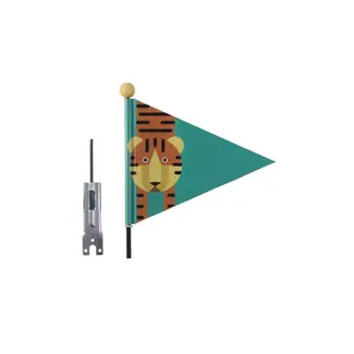 Pexkids Fietsvlag met tijgerprint - deelbaar en flexibel - groen - voor veiligheid en zichtbaarheid