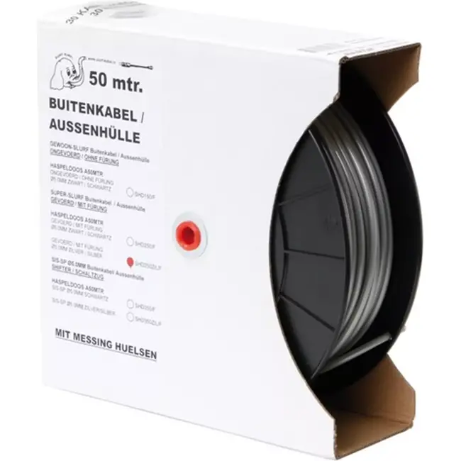 Slurf Buitenkabel rem - zilver - 50m - 2,5x5,0 mm - incl. kabelhoedjes