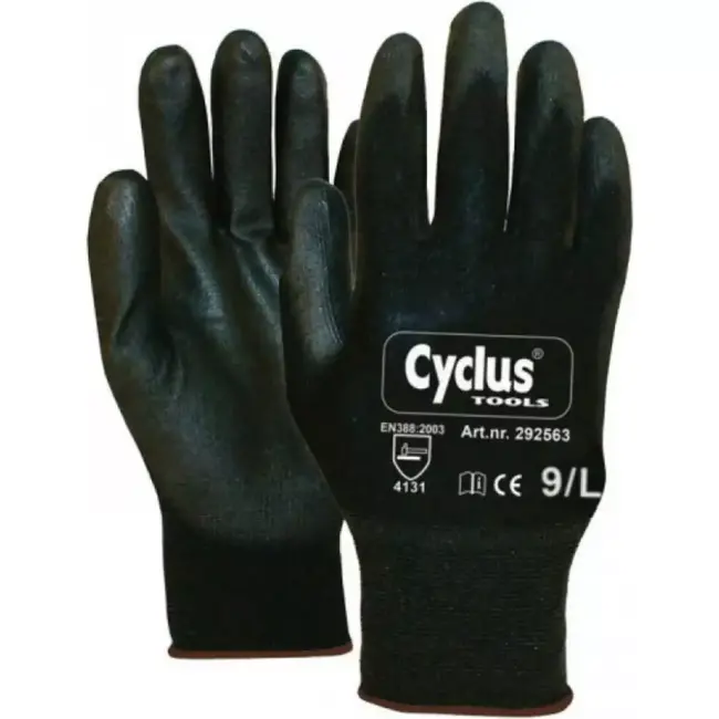 Cyclus Montagehandschoenen - Katoen - Zwart met bruine manchet - Maat L - Comfort en grip