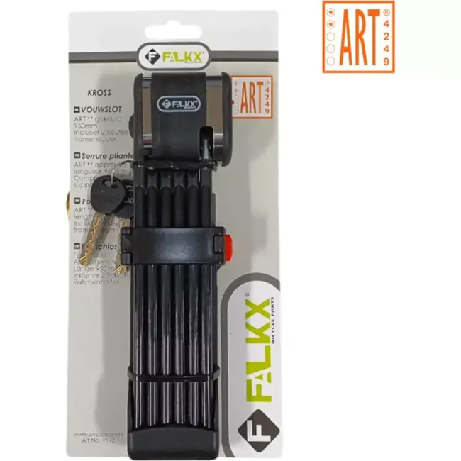 Falkx Vouwslot 95 cm - Anti-picking - ART-2 gecertificeerd - Inclusief framehouder - Zwart