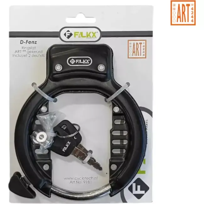 Falkx Ringslot zwart - ART2 gecertificeerd - 70mm breed - Betrouwbare fietsbescherming