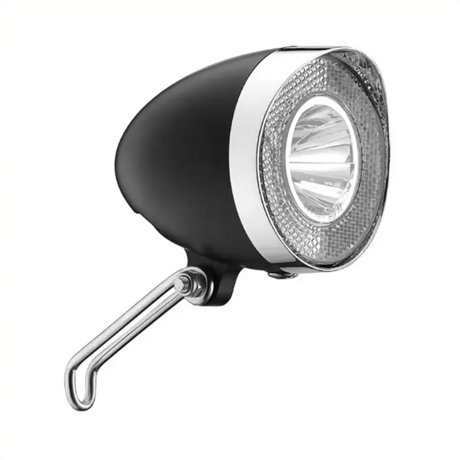Union Retro LED koplamp - zwart - 20 Lux - naafdynamo - met aan/uit/auto schakelaar