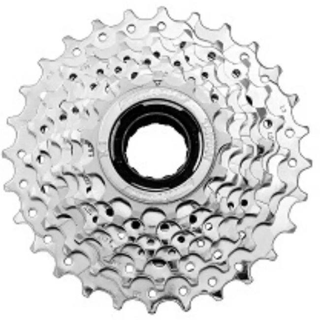 Sunrace 7-speed freewheel - 13-28 tanden - staal - chroom - 460 g