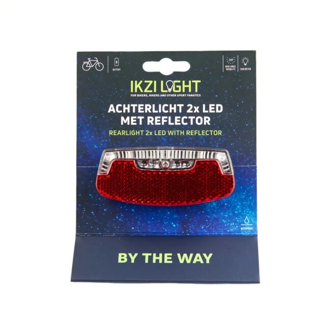 Ikzilight Achterlicht met 2xLED en batterij - Reflector - Standlicht - Zichtbaar tot 1000 meter