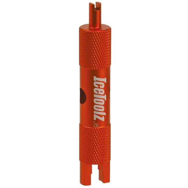 IceToolz Binnenventielsleutel - Compact - Geschikt voor Presta en Schrader - Inclusief ventielverlenger - Oranje