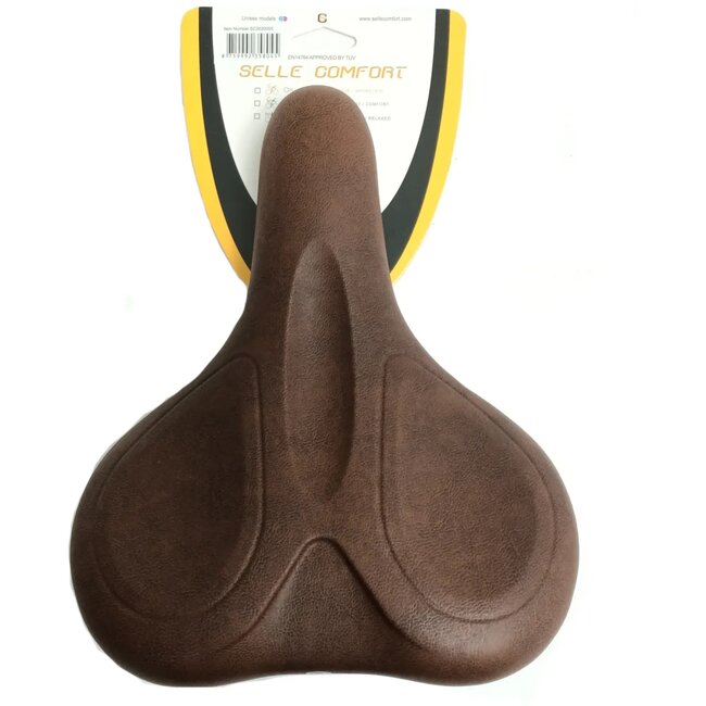 Selle Comfort Comfortabel e-bike zadel - ergonomisch ontwerp - medium bruin - met handvat
