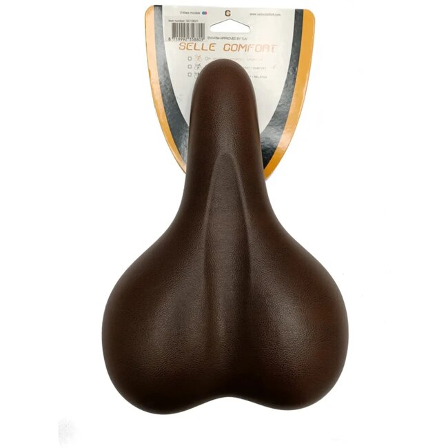 Selle Comfort Comfortabel fietszadel - Bruin gel - Zonder strop - Geschikt voor E-bikes