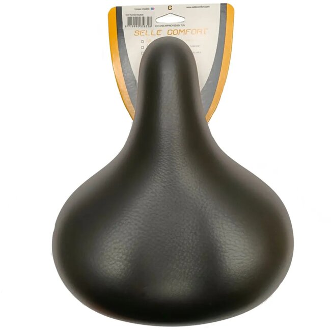 Selle Comfort Comfortabel fietszadel - Retro design - Elastomeer vering - Zwart - Zonder strop