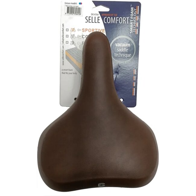 Selle Comfort Comfortabel fietszadel - Smart Foam technologie - Breed zitvlak - Waterdicht - Bruin
