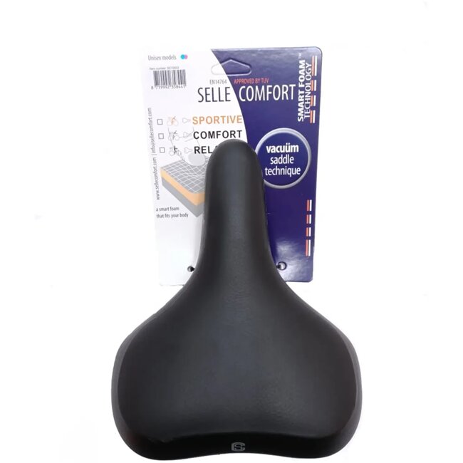 Selle Comfort Comfortabel fietszadel - Smart Foam technologie - Ergonomisch ontwerp - Zwart - Zonder strop