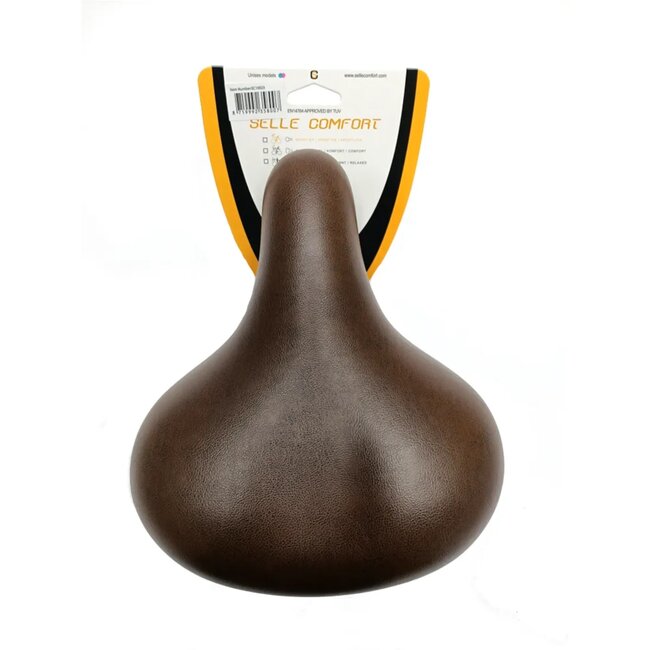 Selle Comfort Comfortabel retro fietszadel - bruin - elastomeer vering - unisex ontwerp