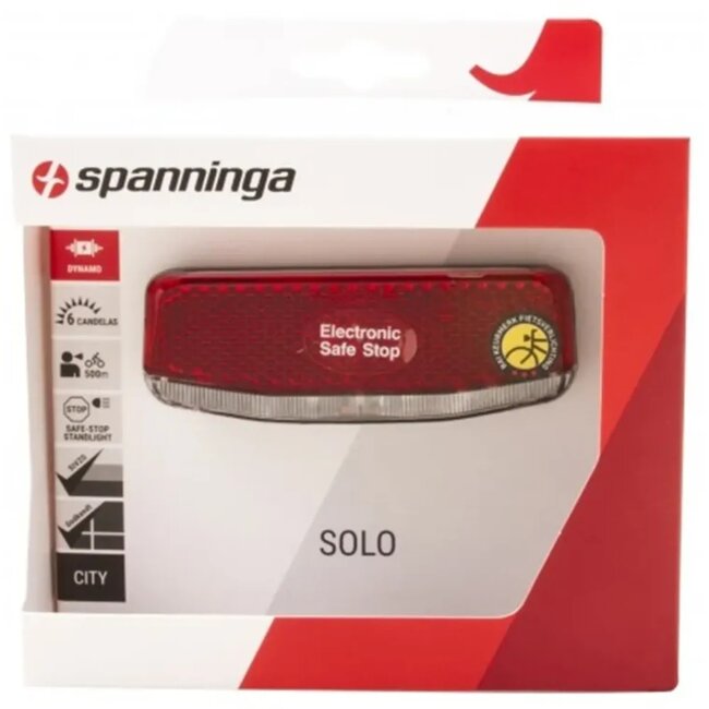 Spanninga Compact achterlicht naafdynamo - Standlichtfunctie - Zichtbaarheid tot 500m - Geschikt voor bagagedragers 50/80mm