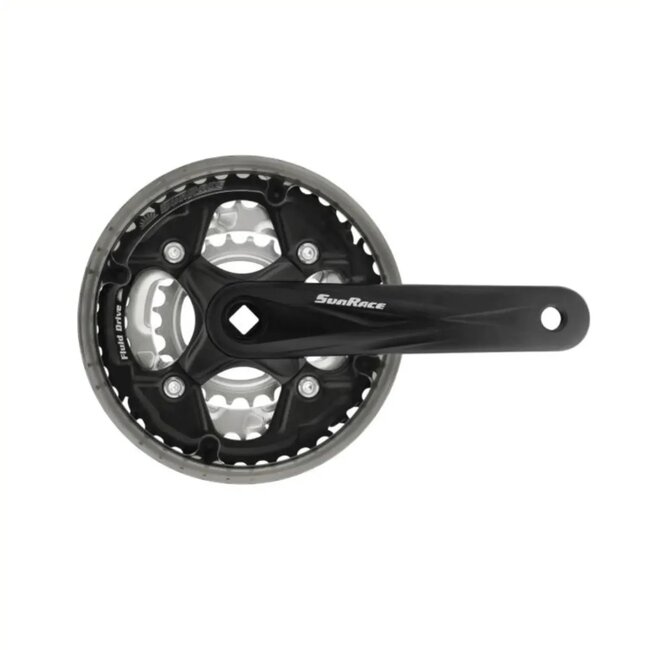 Sunrace Crankstel - Drie Kettingbladen - Aluminium/Staal - 170 mm - Zwart/Zilver