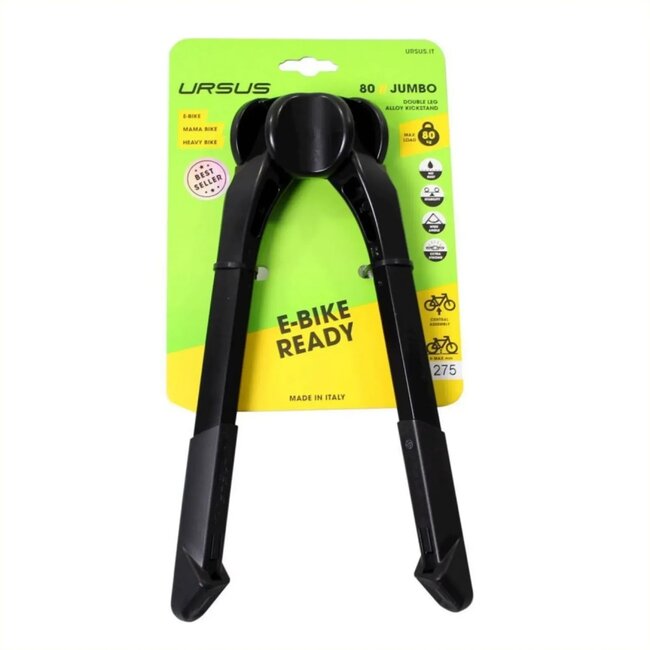 Ursus Dubbele fietsstandaard - aluminium - 275 mm - zwart - max. 80 kg belasting