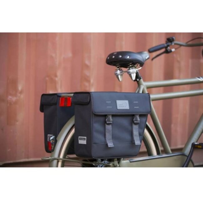 New Looxs Dubbele fietstas - waterafstotend polyester - 33L - zwart - slanke pasvorm