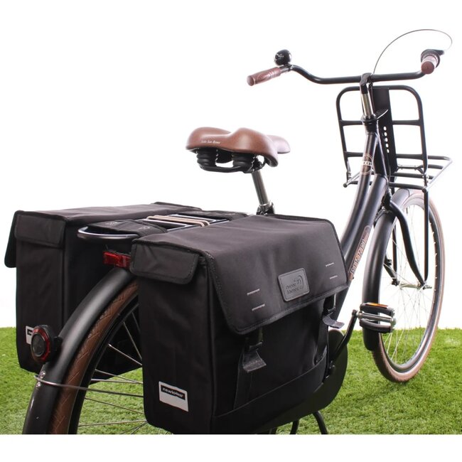 New Looxs Dubbele fietstas - waterafstotend polyester - 39L - zwart - reflectie - riembevestiging
