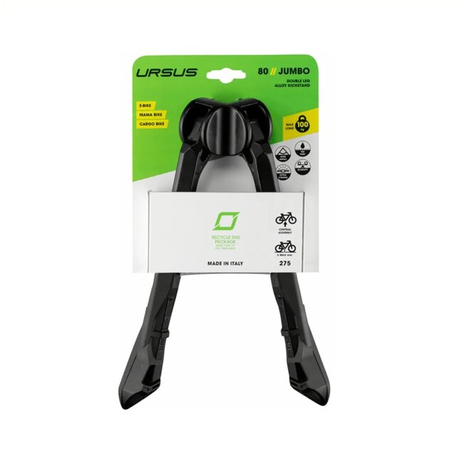 Ursus Dubbele tweepootstandaard - Aluminium - Zwart - 235 mm hoogte - Max 80 kg belasting