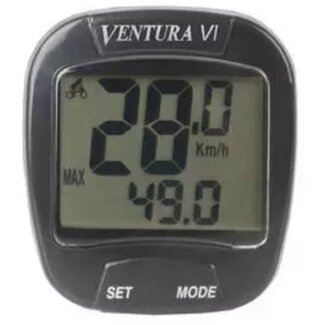 Ventura Fietscomputer - Bekabeld - 6 Functies - Gebruiksvriendelijk - Met Snelheidssensor