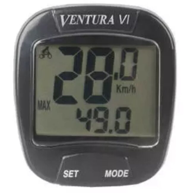 Ventura Fietscomputer - Bekabeld - 6 Functies - Gebruiksvriendelijk - Met Snelheidssensor