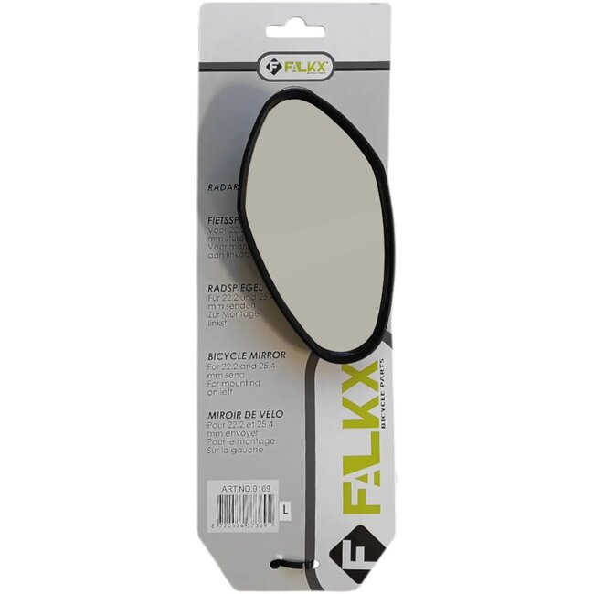 Falkx Fietsspiegel links - acryl glas - 13x6 cm - voor 22.2/25.4 mm sturen