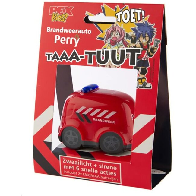 Pexkids Fietstoeter voor kinderen - Brandweerdesign - 6 geluiden en licht - Rood