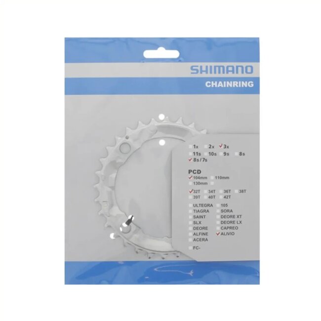 Shimano Kettingblad 32T - 8-speed - 104mm BCD - Zilver - Duurzaam Staal