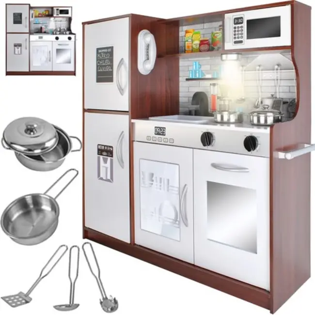 Kruzzel Houten Kinderkeuken - Licht en Geluid – Inclusief Accessoires