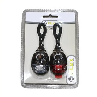 Falkx LED siliconen fietsverlichting - zwart - multifunctioneel - past op 22.2-31.8mm - incl. batterijen