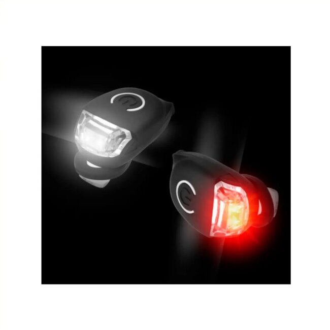 Falkx LED siliconen fietsverlichting - zwart - multifunctioneel - past op 22.2-31.8mm - incl. batterijen