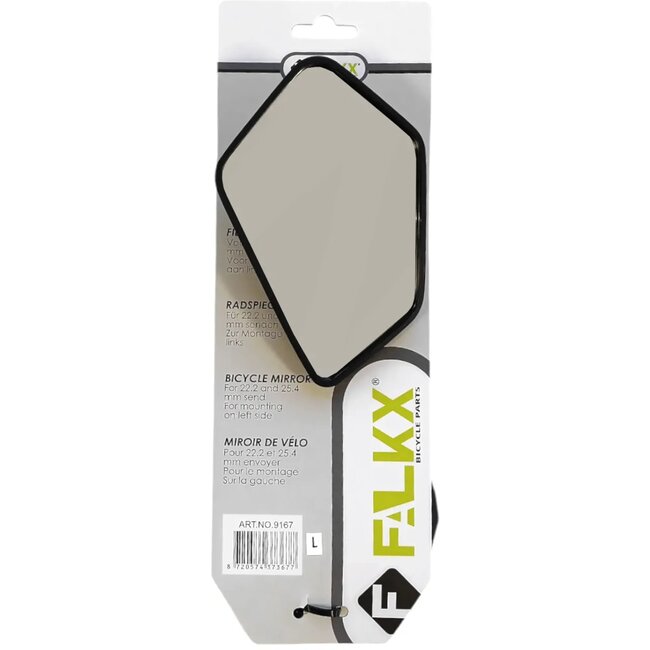 Falkx Linker fietsspiegel - acryl glas - 14x8.5 cm - verstelbare arm 21 cm