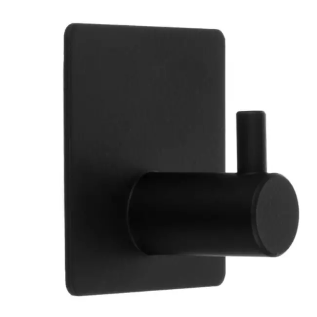 Ruhhy Zwarte Metalen Handdoekhaken – Set van 4 – Boorvrije Montage