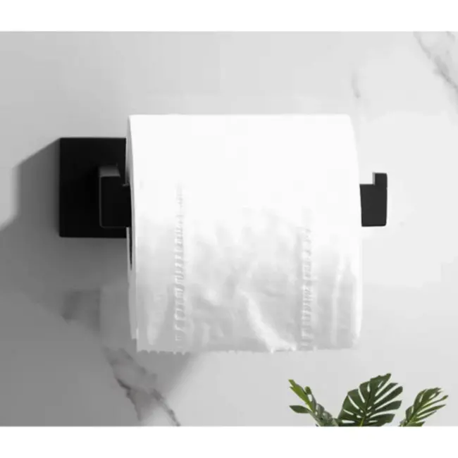 Ruhhy Zwarte Toiletrolhouder Loft Stijl – Boorvrij en Vochtbestendig