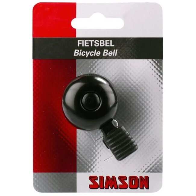 Simson Mini fietsbel - 32mm - Sportief design - Zwart - Kunststof bevestiging